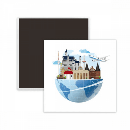 

Landmark Journey Germany Plane Square Ceracs Fridge Magnet Keepsake Memento