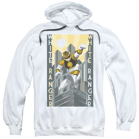 Power Rangers White Ranger Duo Adult Pullover Hoodie Sweatshirt White