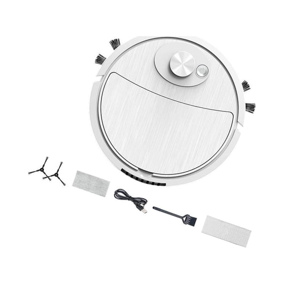 Silent Robot Vacuum Cleaner USB Charging 3 Vacuum Auto Cleaner Wet in 1 for Carpets Pets Hair White