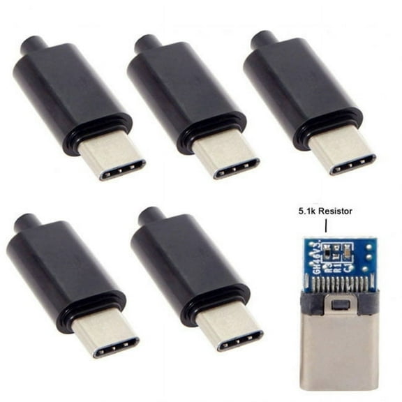 Chenyang CY 5pcs/lot DIY 24pin USB Type C USB-C Male OTG Host Type 5.1k Resistor with Housing Cover Connector