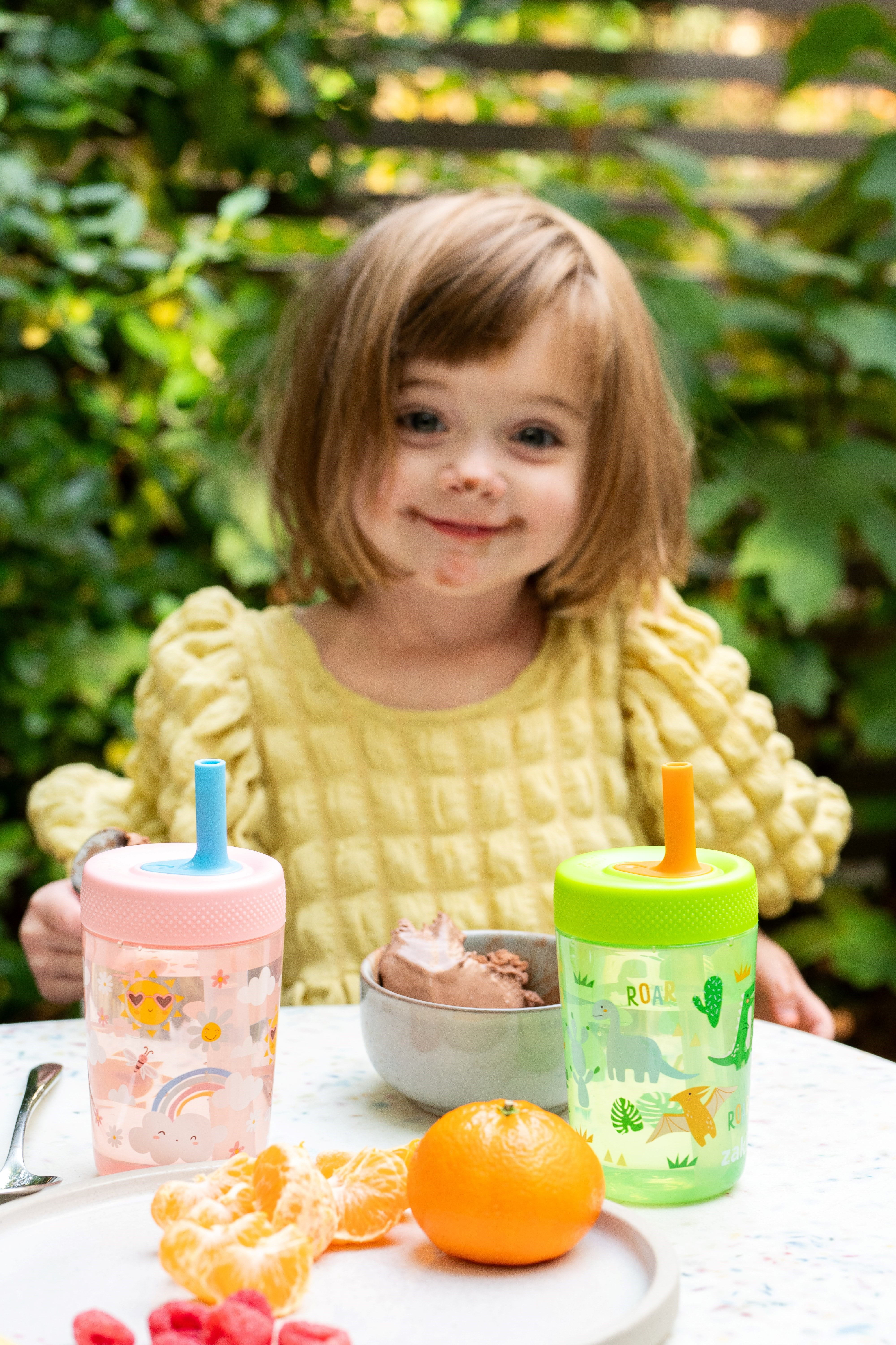 Zak Designs Capri Tumbler, Soft Straw Tumbler for Toddlers, 12oz, Leak-Proof, Easy to Hold, Dinosaur