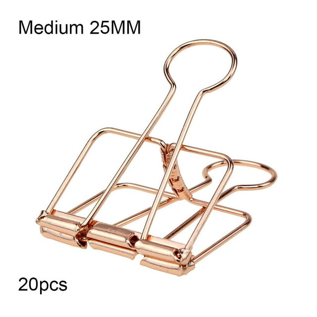 facefd 20 Pieces Metal Paper Clip Electroplated Solid Color Replacement Home School Examination Papers Clips Accessories Rose Gold 25mm