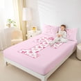 thumbnail image 4 of Erosebridal Pink Bow Letter T Bed Sheets for Girls Women, Cute Buffalo Ribbon King Sheets, 4-Piece, 4 of 6
