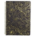 thumbnail image 1 of Libreta en espiral mini negra 8.25" x 6.25", resistente y con 160 páginas rayadas, diseño floral dorado, 1 of 3