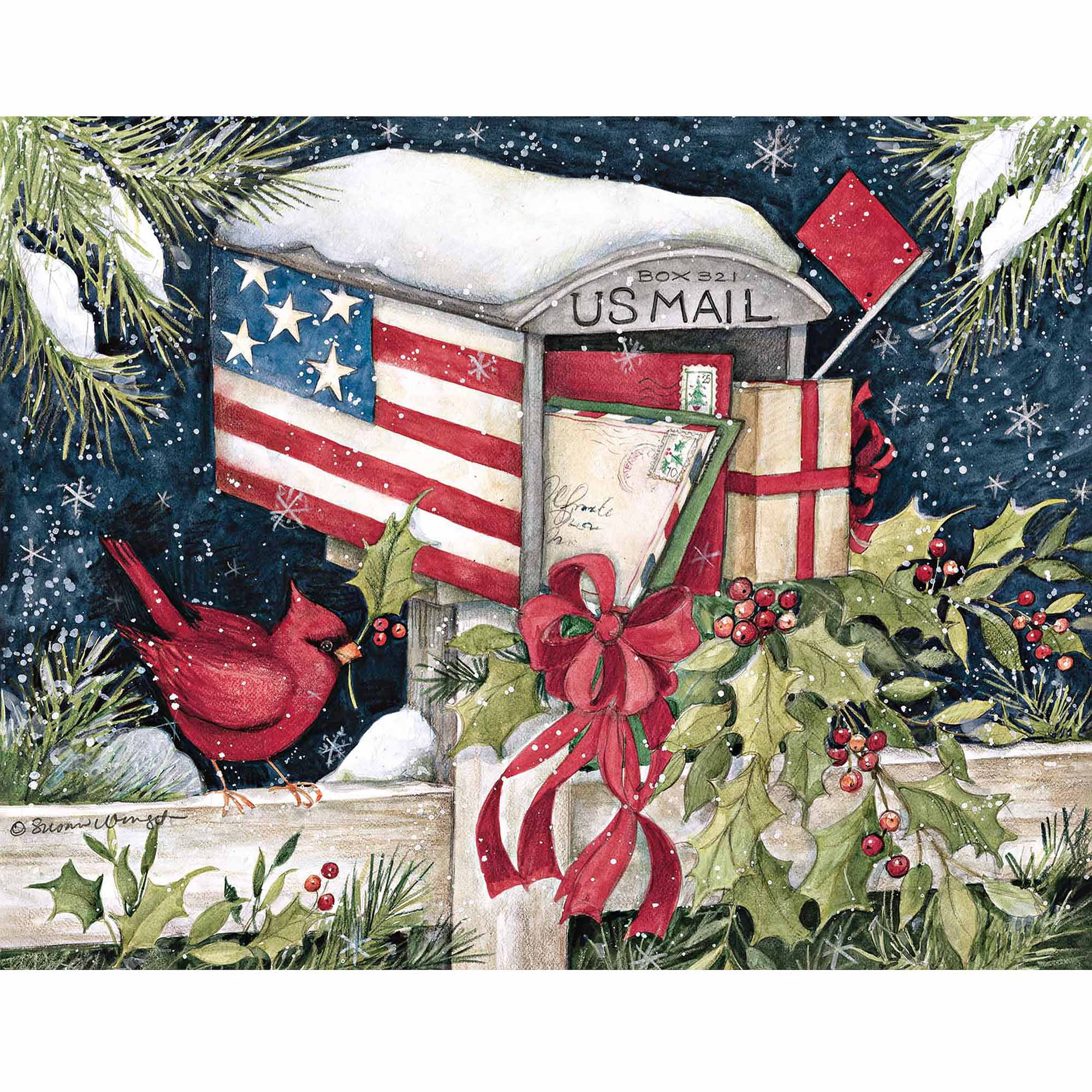 Holiday Mail Box Boxed Christmas Card
