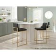 thumbnail image 4 of LumiSource Gold Steel, Black PU Fuji High Back Counter Stool - Set of 2, 4 of 10