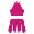 thumbnail image 4 of vastwit Womens Cheer Leader Costume Uniform Cheerleading Crop Top with Pleated Mini Skirt Sets Hot Pink S, 4 of 5
