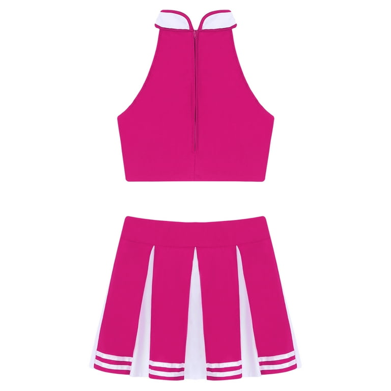 YONGHS Women Cheerleading Costume Uniform Sleeveless Crop Top Mini