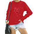 thumbnail image 2 of asdoklhq Womens Casual Love Heart Shirts Women's Fashion Long Sleeve Printed Sweatershirt Loosen Blouse Red M, 2 of 8