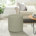 thumbnail image 6 of Adeco  Round Ottoman Upholstered Tufted Faux Leather Footrest Grey Casual,Americana, 6 of 6