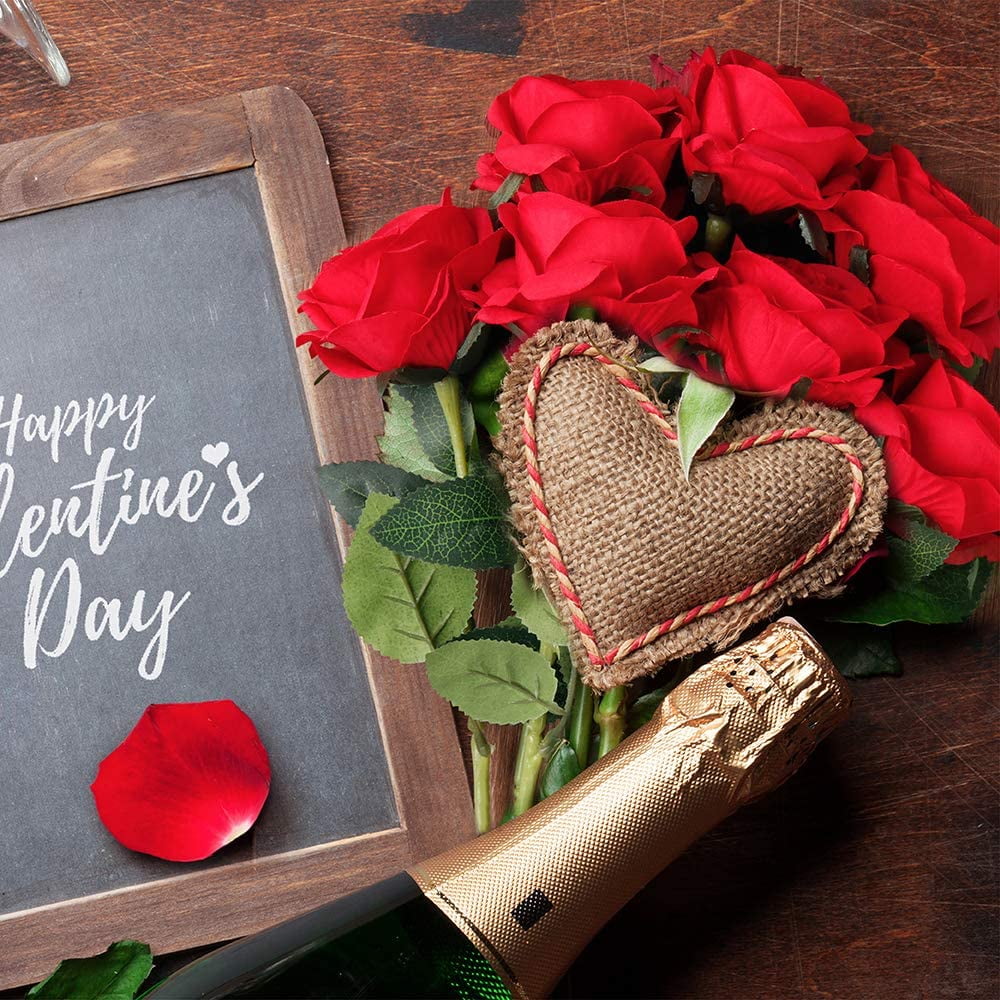 ZOELNIC 24PCS Fake Roses Artificial Flowers Red Roses with Long Stems Realistic Faux Silk Rose Bouquets for Wedding Decorations Bridal Shower Centerpieces Floral Arrangements Party Home Table Decor