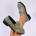 thumbnail image 2 of Womens Patent Faux Leather Chain Loafers Light Green Low Chunky Heel Slip On Comfortable Padded Dress Shoes for Work Office School Casual,Size 7.5, 2 of 9