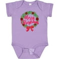 thumbnail image 3 of Inktastic Merry Christmas Wreath with Red Bow and Ornaments Boys or Girls Baby Bodysuit, 3 of 5