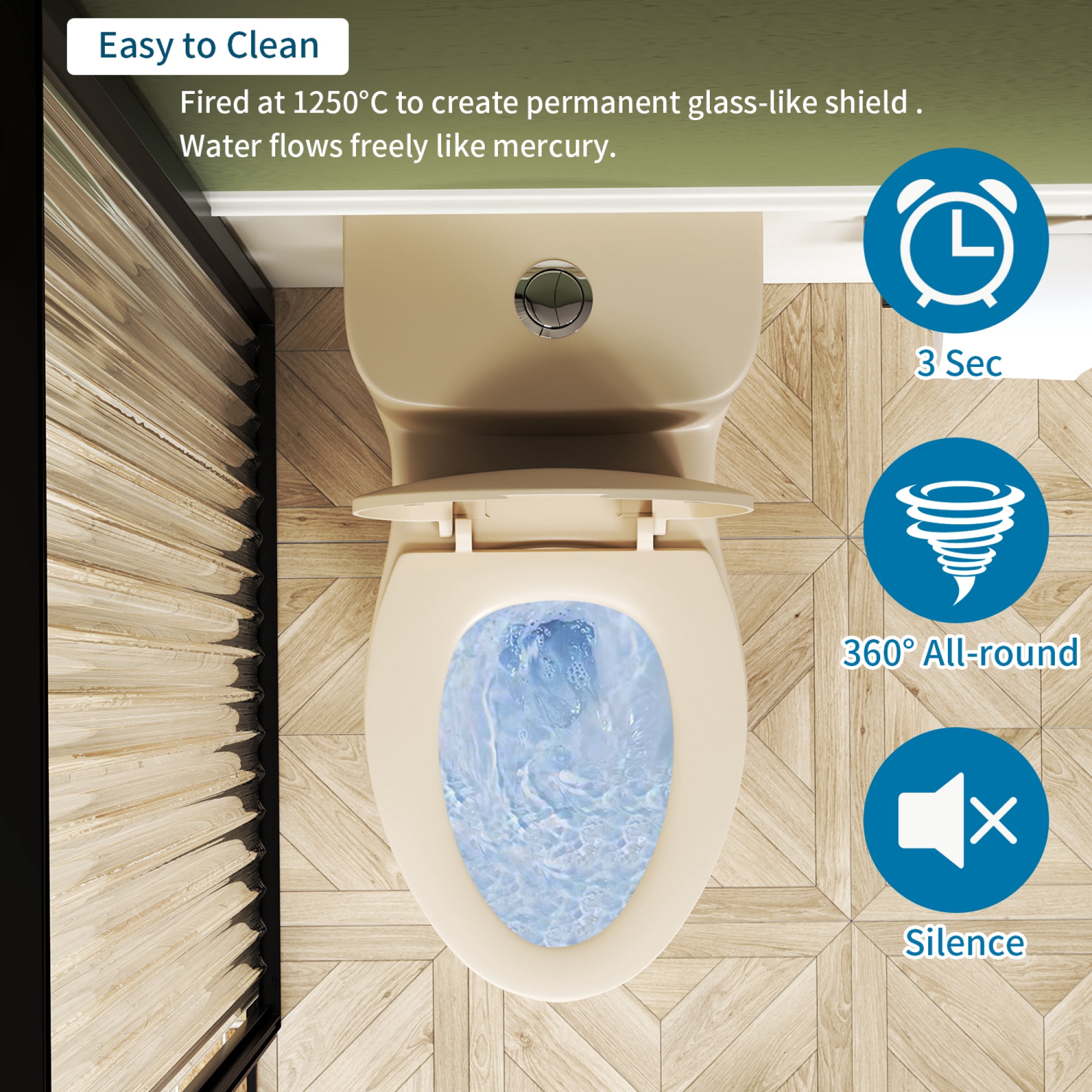 One-Piece Toilet,Powerful & Quiet Dual Flush Modern Toilet with Comfort Chair Seat,1.1/1.6 GPF,Khaki