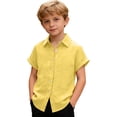 thumbnail image 6 of hotojiny Toddler Girls Button down Shirts Kids Short Sleeve Plain Boys Top Lightweight Collared Beach Travel Blouse for 3-14 Years, 6 of 7