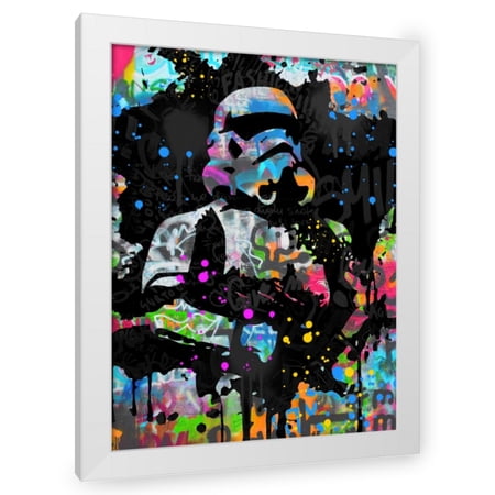 Stephen Chambers 12×14 White Modern Wood Framed Wall Art Titled – Stormtrooper Graffiti