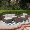 thumbnail image 3 of Puerta 4 Seater Wicker L-Shaped Sectional Sofa Set - Cushions Brown/Ceramic Grey, 3 of 8
