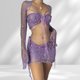 thumbnail image 3 of Conjuntos de falda de 3 piezas con lentejuelas para mujer Estilo Y2k con cordones Ropa de club ahuecada, 3 of 9
