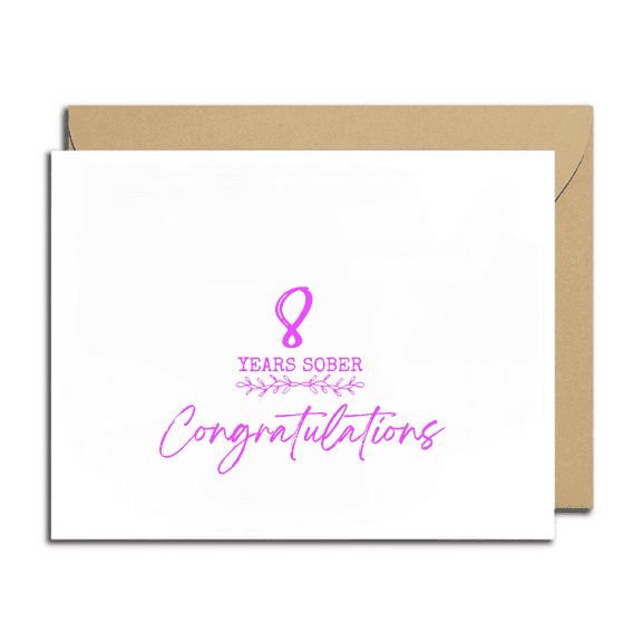 8 Years Sober Congratulations Card – Celebrate Milestones with Inspirational Design – Blank Inside, Envelope Included – Perfect for Fitness, Recovery, or Sobriety Celebrations