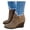 Khaki, variant on Womens Wedge Booties Closed Toe V Cutout Ankle Boots with Zipper Vintage Boots Stacked Wedge Heel Dressy Shoes