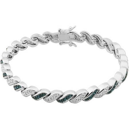 Swarovski Blue Bracelets - Swarovski Crystal Sterling Silver Bracelet, 7.25