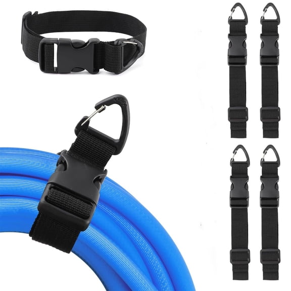 4 Pcs Heavy Duty Adjustable Straps For Garden Pool Hoses Extension Cords Wall Mountable Organizer Garage Shed Storage Durable Outdoor