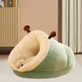 thumbnail image 1 of Cama para perro pequeña, cueva cálida, gato con capucha, casa suave y cálida, saco de dormir para cachorro, regalo de invierno para el hogar , Verde,, 1 of 10