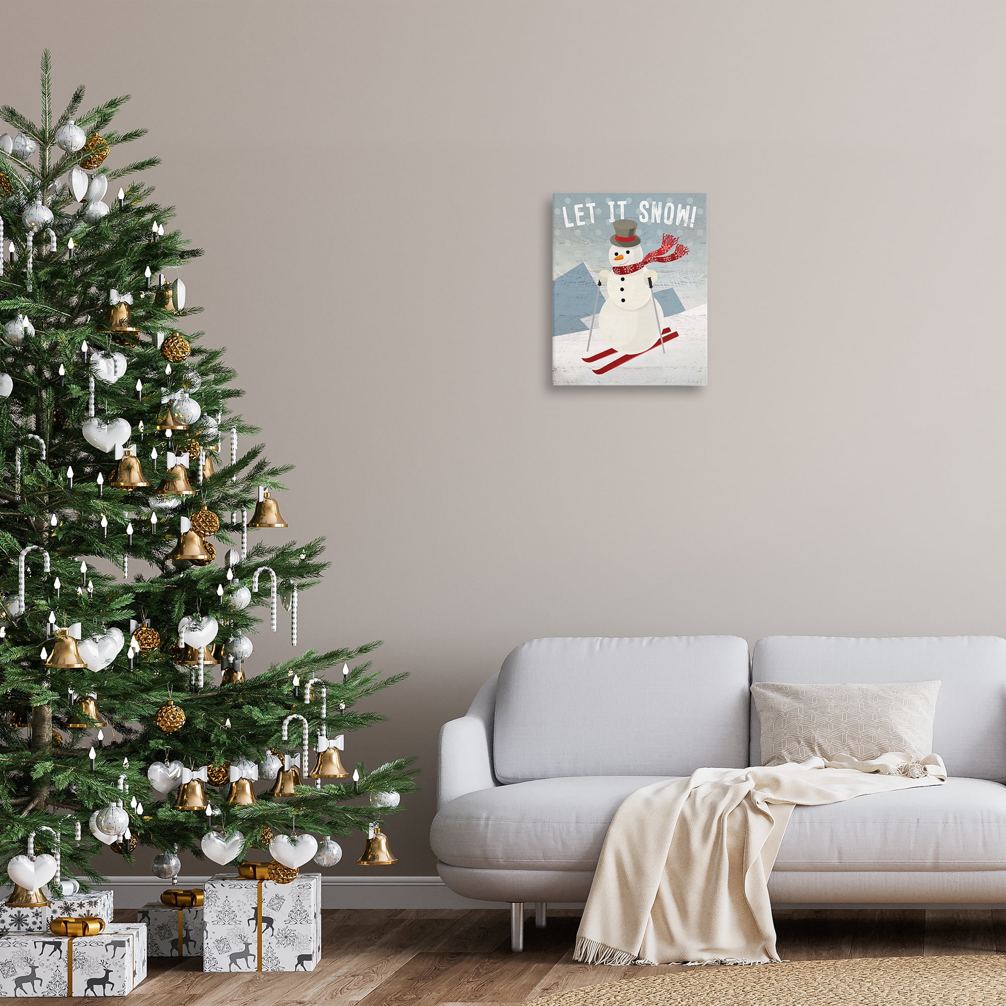 Stupell Industries Skiing Snowman on Slopes Holiday Painting Gallery Wrapped Canvas Art Prints Wall Art, 16 x 20