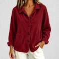 thumbnail image 2 of Tqcoqu Womens Button Front Corduroy Jacket, Solid Lapel Collar Long Sleeve Open Shirt Coat with Pockets, 2026 Fall Trendy Clothes, 2 of 6