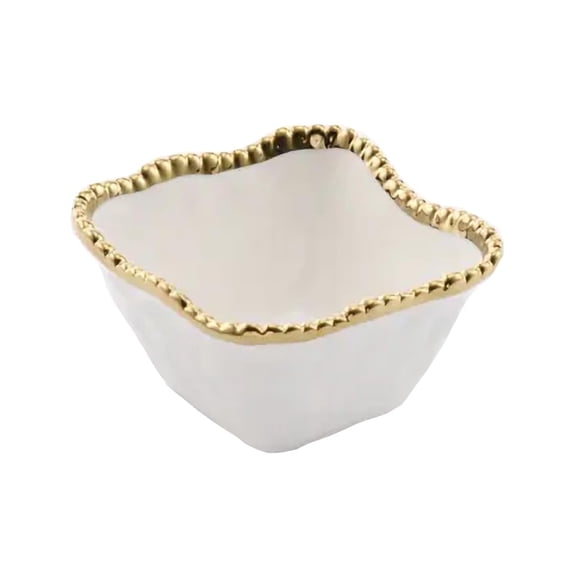 Pampa Bay Golden Salerno Porcelain Square Snack Bowl, 4.75 x 5 x 2.75 inches, White