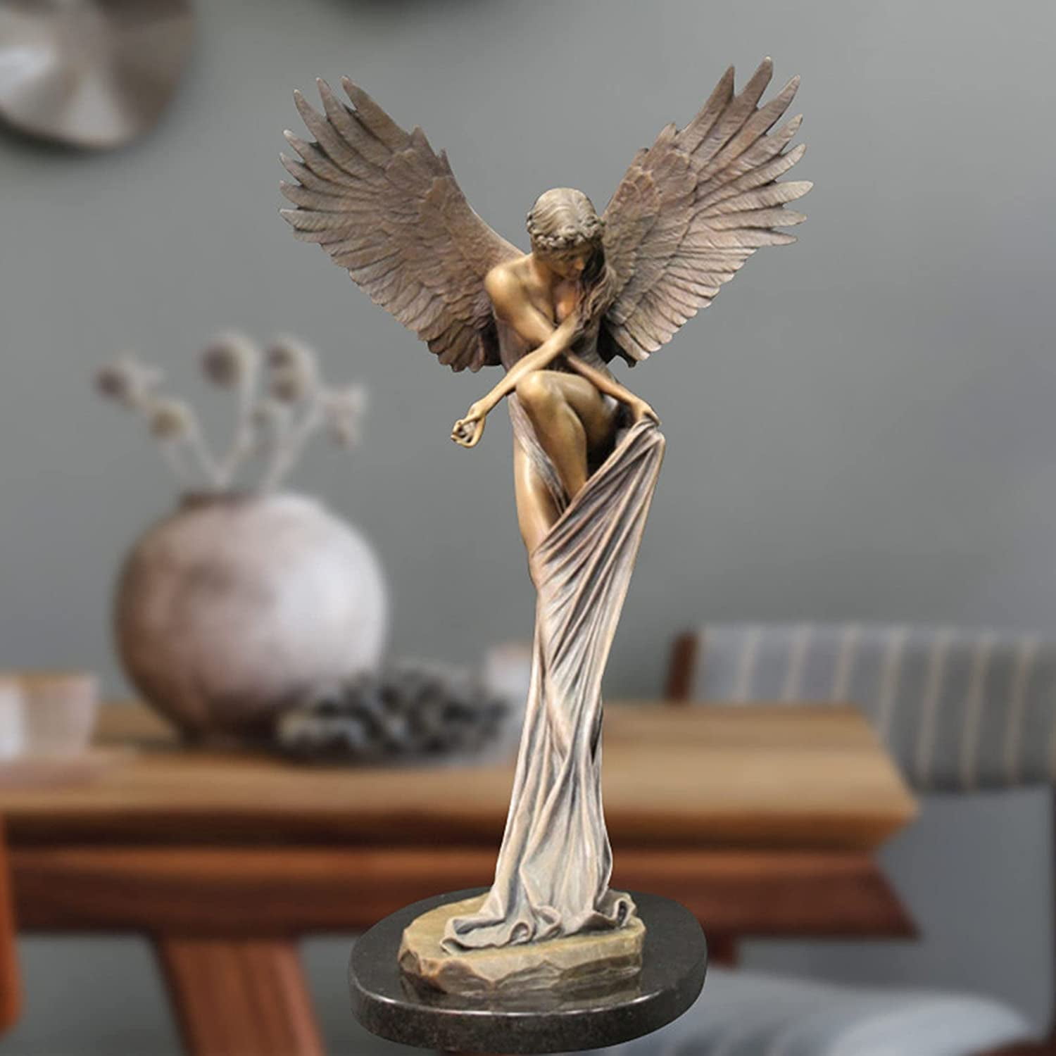 Angel Statue Home Decor, Resin Art Sculpture Figurine Garden Ornament