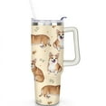 thumbnail image 2 of the Corgi Puppy Is Yellow 40 Oz Tumbler with Handle Lid and Straw, Stainless Steel Double Walled Vacuum Insulated Cup, Cute Birthday Gifts Tumbler for Women Men Friends, 2 of 7