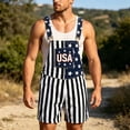 thumbnail image 2 of Mens American Flag Overalls Shorts Patriotic USA Print Loose Fit Bib Coveralls for Men Fourth of July Casual Summer Jumpsuit, 2 of 5