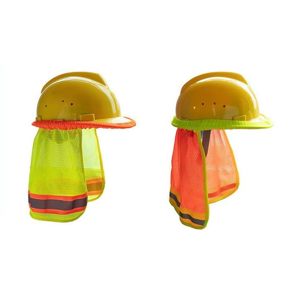 SEWCHICS 2-Pack Yellow Sun Shade Hat Covers with Reflective Edging Fits Hard Hats for Safety and Outdoor