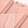 thumbnail image 5 of Zimjoy Men's Henley Shirts Casual Short Sleeve Bamboo Linen Band Collar Shirt Summer Button Basic Tee Pink 3XL, 5 of 5