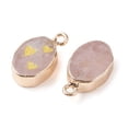 thumbnail image 2 of 10pcs Natural Rose Quartz Pendants Golden Plated Brass Oval Charms with Heart 17.5x10.5x5mm Hole: 1.6mm, 2 of 3