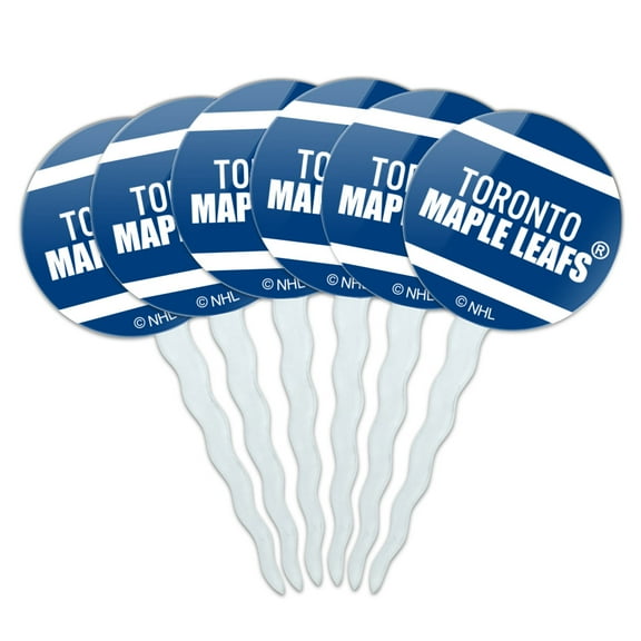 NHL Toronto Maple Leafs Logo Cupcake Picks Toppers Decoration Set of 6