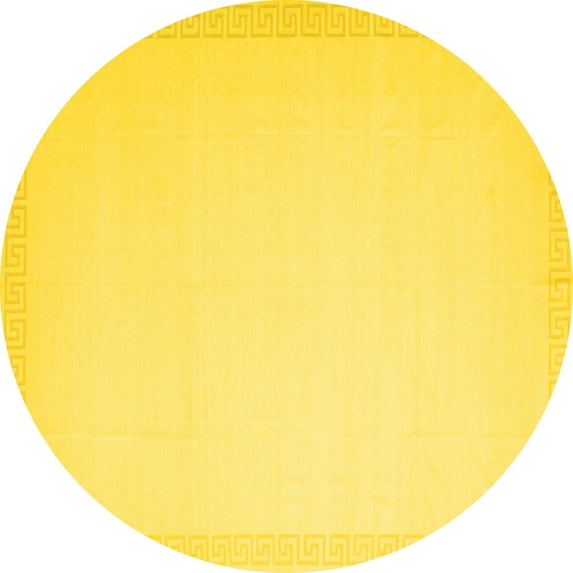 Ahgly Company Machine Washable Indoor Round Solid Yellow Modern Area Rugs, 6' Round