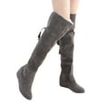 thumbnail image 3 of Povozer Women's Over The Knee Thigh High Boots Lace up Flat Boot Long Riding Boots(Gray,9), 3 of 5