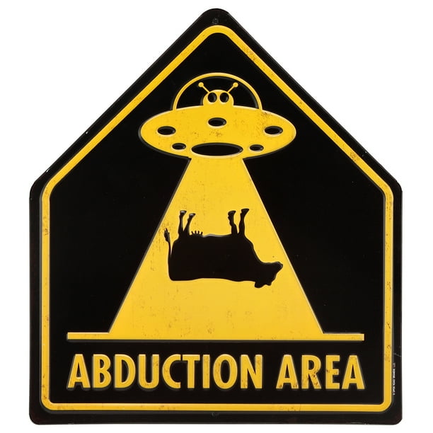 Cow Abduction Area Embossed Metal Sign