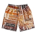 thumbnail image 2 of Honeii's Hand Drawn Vintage Coffee Print Men's Casual Shorts with Drawstring，Swim Trunks Quick Dry Beach Shorts, 2 of 5
