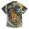 thumbnail image 3 of Mens Button Up Shirt Funny Tiger Print Thin Hawaiian Shirt Breathable Short Sleeve Turndown Collar Relaxed Fit Men's Shirts, 3 of 3