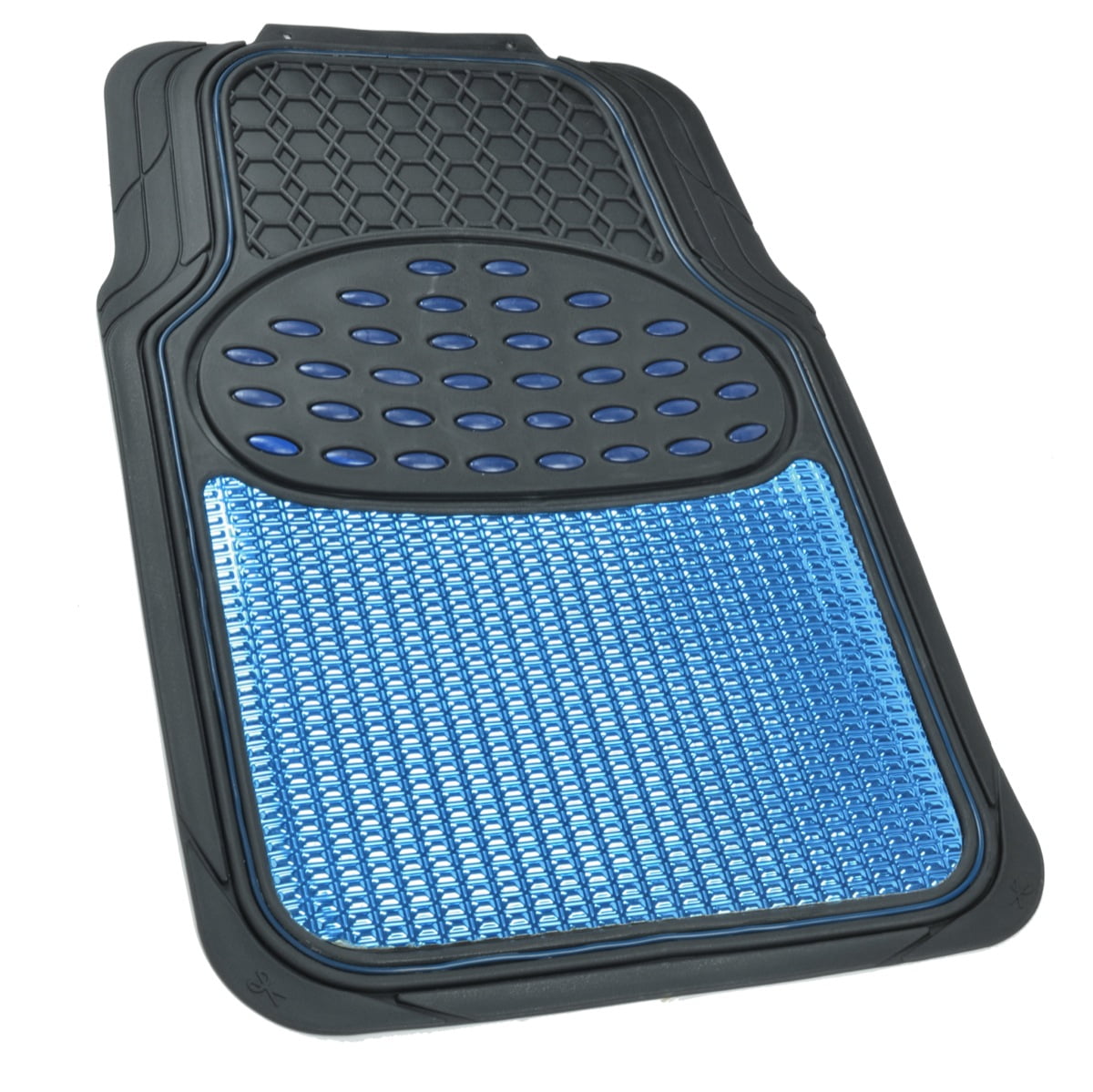 BDK Heavy Duty Blue Rubber Car Mats Full Set - Universal Trim-To-Fit All Weather Floor Mats - Floor Mats for Car Accessories - Front & Back Interior Floor Mats for Truck Accessories