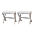 thumbnail image 2 of 20" Chic Biege Polyester Vanity Stool with Nailhead Trim, Set of 2, 2 of 7