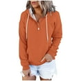 thumbnail image 2 of WEAIXIMIUNG Chandails en Molleton Graphiques pour Femmes Grande Taille Automne et Hiver Style de Rue à la Mode Couleur Unie Col à Boutons Poche Cordon de Serrage Chandail à Capuchon de Sport Décontracté, 2 of 6