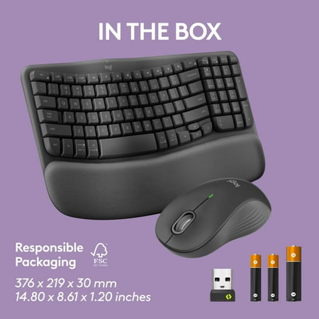 Logitech - Wave Keys MK670 Combo Ergonomic Wireless Keyboard and Mouse Bundle for Windows/Mac with Integrated Palm-rest - Graphite