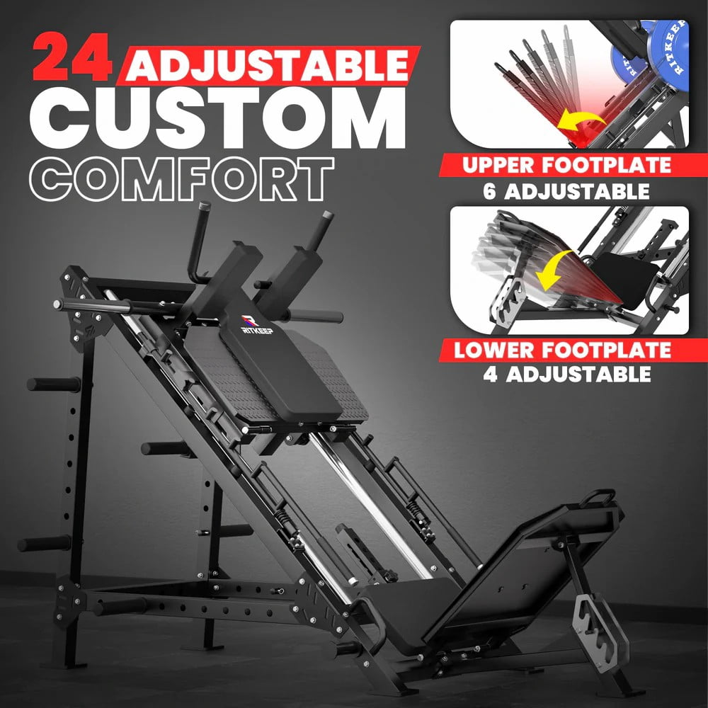 Ritkeep Leg Press Hack Squat Machine, Adjustable Leg Press Machine for Home Workout, Professional Hack Squat Machine with Weight Storage Posts