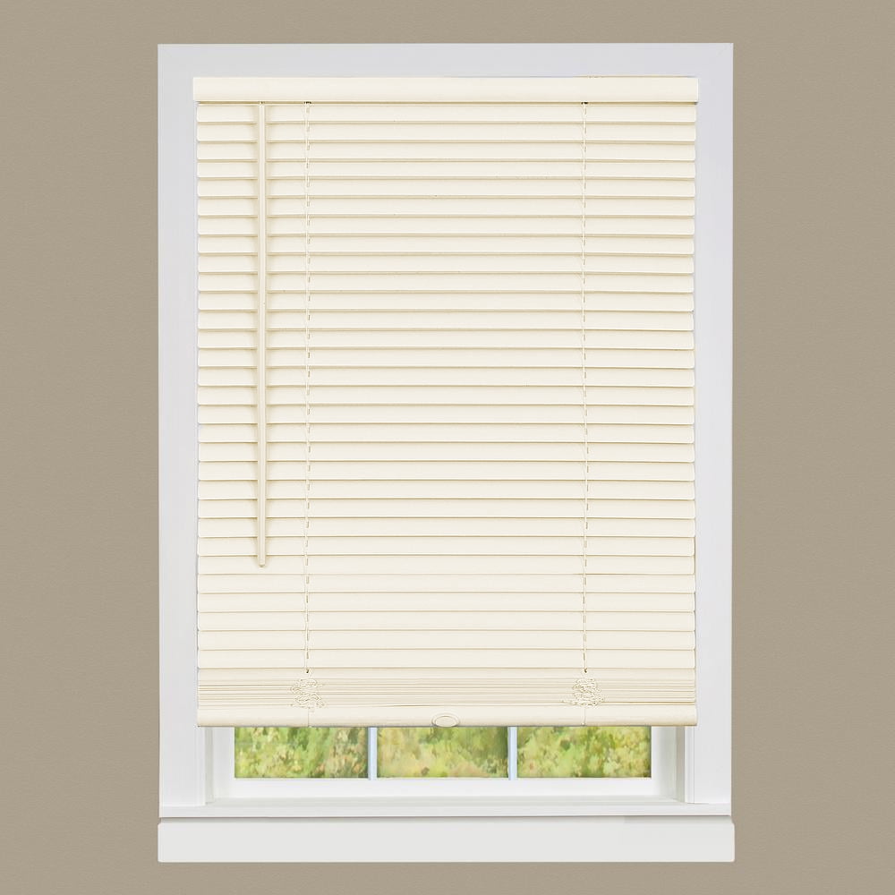 Cordless Window Mini Blinds 1" Slats Room Darkening Vinyl Blind Beige