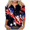 thumbnail image 1 of YDLCAFD Easter Women Casual V Neck Colorful Gradient Geometric Print Button Three Quarter Sleeve T Shirt, 1 of 4