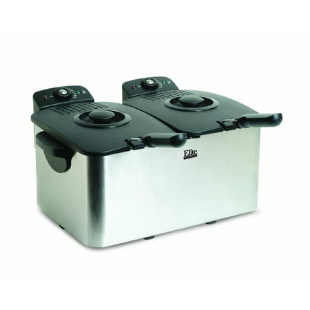 Elite Platinum Stainless Steel Dual Deep Fryer, 2 x 3 qt